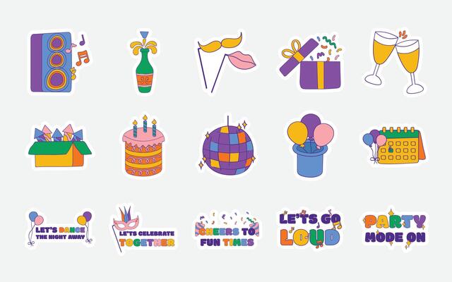 Y2k Party Sticker Collection