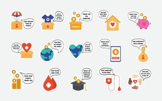 Sticker Fundraiser Illustration Set vector