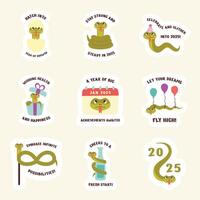 2025 New Year Snake Sticker Set vector