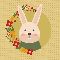 cute bunny with carrots vector