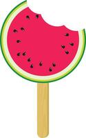 Bitten watermelon slice ice cream on a wooden stick vector