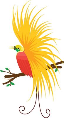 Cartoon illustration of the Bird of Paradise, a typical bird of Papua, Indonesia
