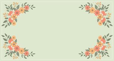 Floral frame with copy space for your text. Vintage floral frame with spring flowers on a light green background. Holiday illustration. vector
