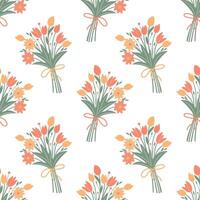 Seamless pattern with bouquets of spring flowers. Cute background vector