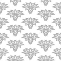 Seamless pattern with gray lily flowers on a white background. Floral background, print vector