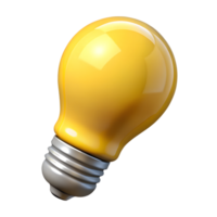 Yellow light bulb 3d rendered icon isolated on the transparent background png