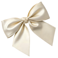 Ivory atlas ribbon bow isolated on the transparent background. Festive decoration element png