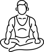 A line icon of a character sitting in concentration pose vector