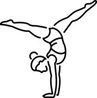 Gymnastic woman doing cartwheel spin icon in linear style vector