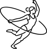 A woman doing aerial spin icon in line style vector