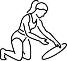 A line icon of female character performing acrobatic display vector