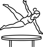 A linear icon of female gymnast leap vector