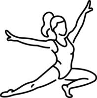 A woman doing a gymnastic pose icon in line style vector