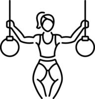 A woman perform ring acrobatics icon in line style vector