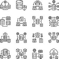 Set of Linear Database Security Icons vector