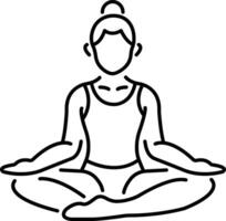 A woman sitting in concentrate pose, line style icon vector