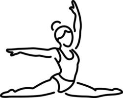 A line icon of a woman doing stretching exercise vector