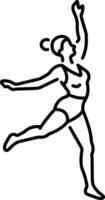 Choreographed routine of a woman performer icon in linear style vector