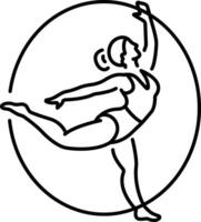 A woman doing hoop spin icon in linear style vector