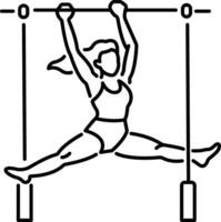 A woman perform tumbling act icon in linear style vector