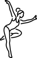 A line icon of a girl doing acrobatic pose vector