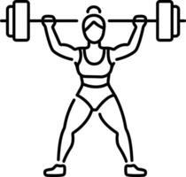 A line icon of a woman doing strength training with dumbbell vector
