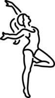 A woman perform gymnastics icon in linear style vector