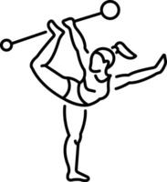 Gymnastic performance of a woman icon in line style vector