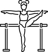 A line icon of a girl doing leotard performance vector