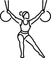 A professional woman showing her acrobatic skill icon in line style vector