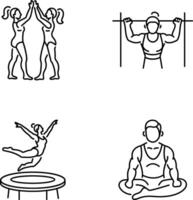Pack of Linear Style Gymnastics Performers Icons vector
