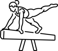 A line icon of a woman doing plank balance vector