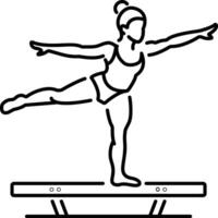 A woman balancing on a board icon in line style vector