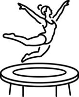 A linear icon of a woman doing trampoline jump vector