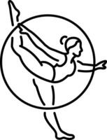 A woman doing hoop act icon in linear style vector