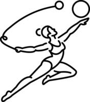 A woman perform gymnastic act icon in linear style vector
