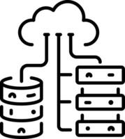 Cloud data storage icon in linear style vector