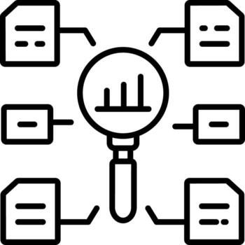 un línea estilo icono de datos clasificación vector