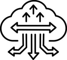 Data bidirectional sync icon in line style vector