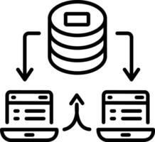 A linear icon of data backup process vector