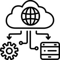 Hybrid cloud storage icon in line style vector