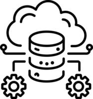 A linear icon of cloud database system vector