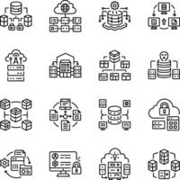 Collection of Linear Style Database Management Icons vector
