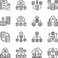 Set of Linear Style Database Configuration Icons vector