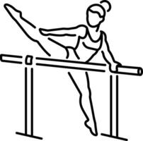 A woman doing competitive gymnastic icon in linear style vector