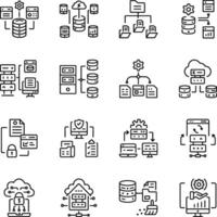 Set of Database Classification Linear Icons vector