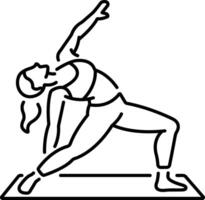 A woman doing her yoga routine icon in linear style vector