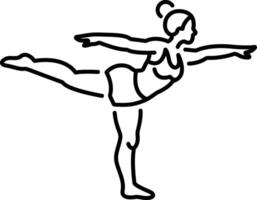 Woman balancing on a leg, icon in linear style vector