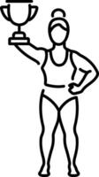 Winner athlete holding a trophy icon in line style vector