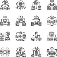 Bundle of Line Style Database Storage Icons vector